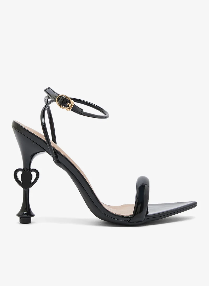 Ginger Shiny Statement Heel Detail Sandals